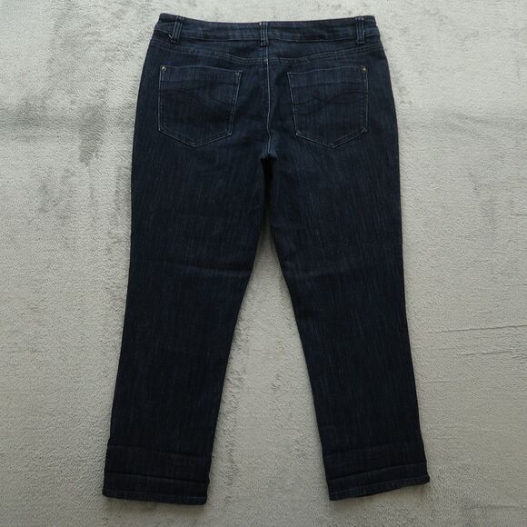 DKNY Jeans Women's Size 12 Blue Mid-Rise Straight Denim Dark Wash 26.5" Inseam - Picture 8 of 14